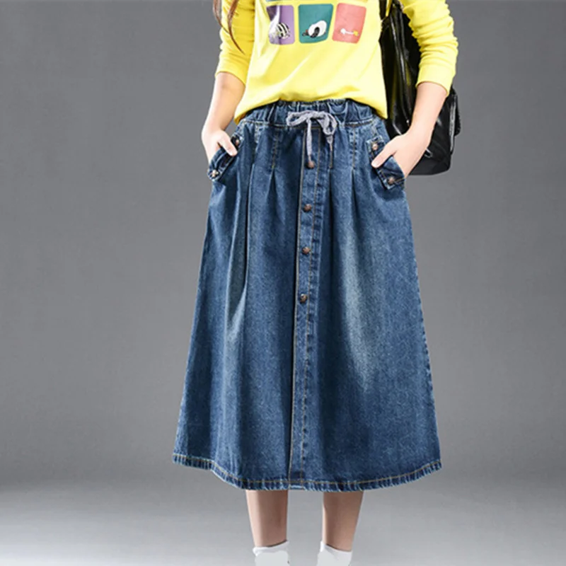 Summer Denim Midi Elastic Waist A-line Plus Size Casual Skirt Large Size Female Leisure Pockets Skirt High Quality 9XL TT2547
Summer Denim Midi Elastic Waist A-line Plus Size Casual Skirt Large Size Female Leisure Pockets Skirt High Quality 9XL TT2547