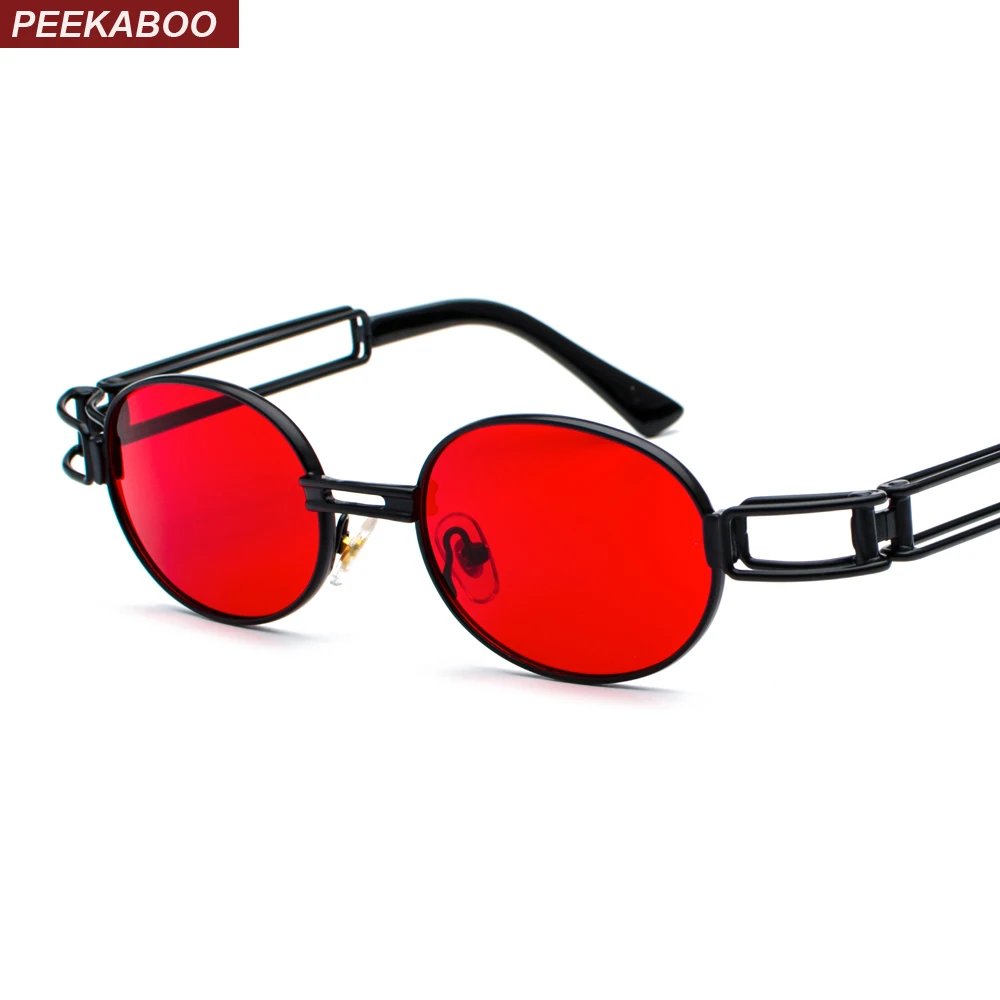 Peekaboo retro oval sunglasses men retro 2019 black red tint lens women round sun glasses for men steampunk metal frame
Peekaboo retro oval sunglasses men retro 2019 black red tint lens women round sun glasses for men steampunk metal frame