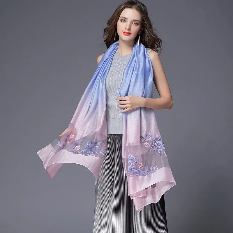 190*90cm Women Scarves Real Silk Wool Long Scarf Stoles Floral Embroidery Shawl Wrap Soft Female Foulard Sunscreen Pashmina
190*90cm Women Scarves Real Silk Wool Long Scarf Stoles Floral Embroidery Shawl Wrap Soft Female Foulard Sunscreen Pashmina