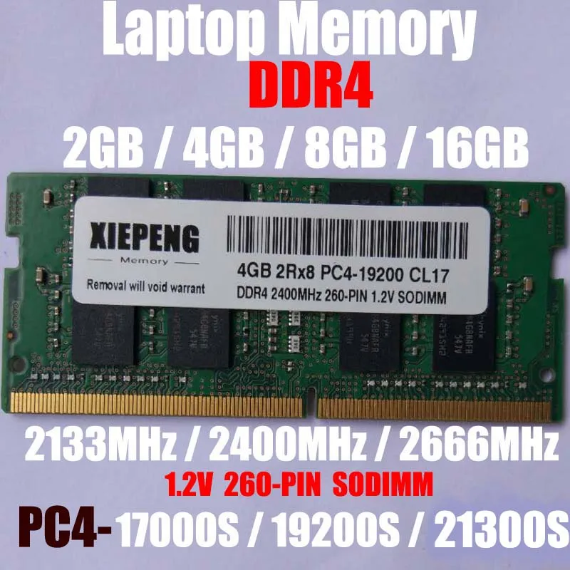 

Laptop RAM 8GB DDR4 PC4-17000 2133MHz SO-DIMM 4GB PC4 19200 2400MHz 16GB 2666MHz PC4-21300 NON-ECC Unbuffered Notebook Memory