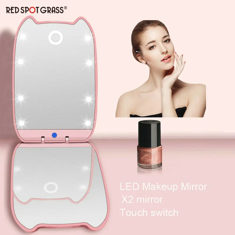 Portable LED Makeup Mirror Battery Vanity Make Up Pocket Mirror 2X Magnifying Glasses Cosmetic Mirror With LED Light
Portable LED Makeup Mirror Battery Vanity Make Up Pocket Mirror 2X Magnifying Glasses Cosmetic Mirror With LED Light