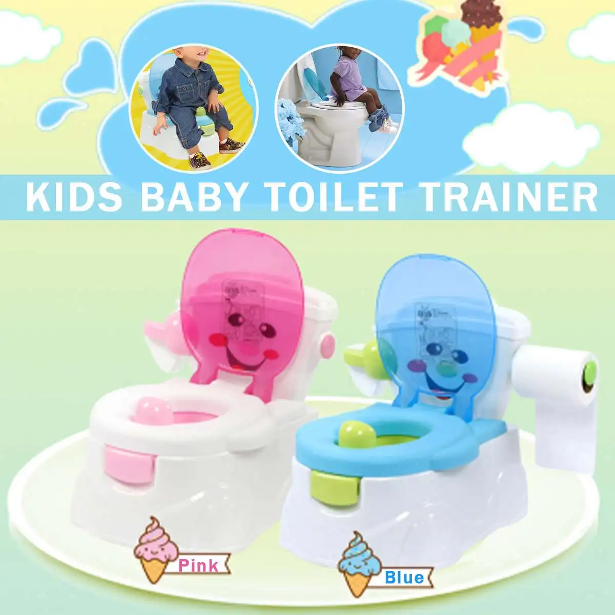 2-In-1 Portable Kids Baby Toilet Trainer Child Toddler Potties Training Seat Fun Chair for Boys Girls
2-In-1 Portable Kids Baby Toilet Trainer Child Toddler Potties Training Seat Fun Chair for Boys Girls