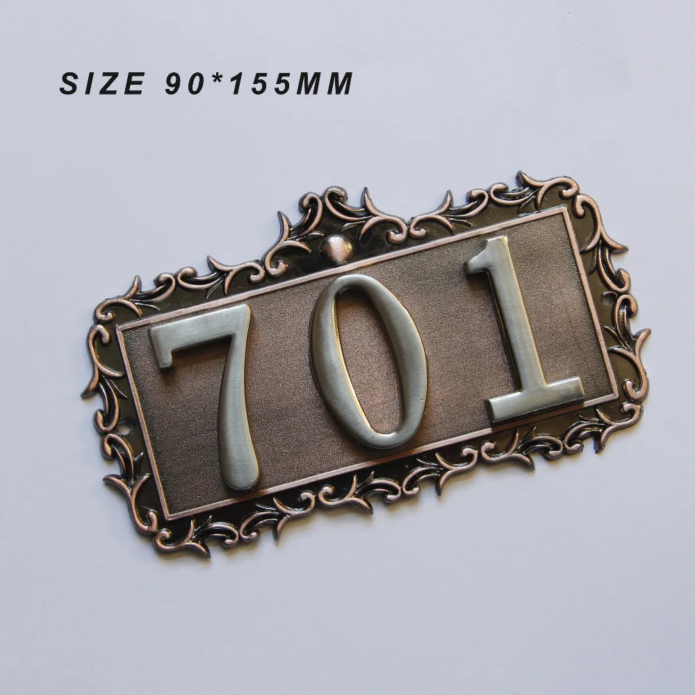 Image 3 Digits European Style House Number High grade 3D Digital Cards Gate Numbers Hotel Villa Apartment Door Plating Plate Signs