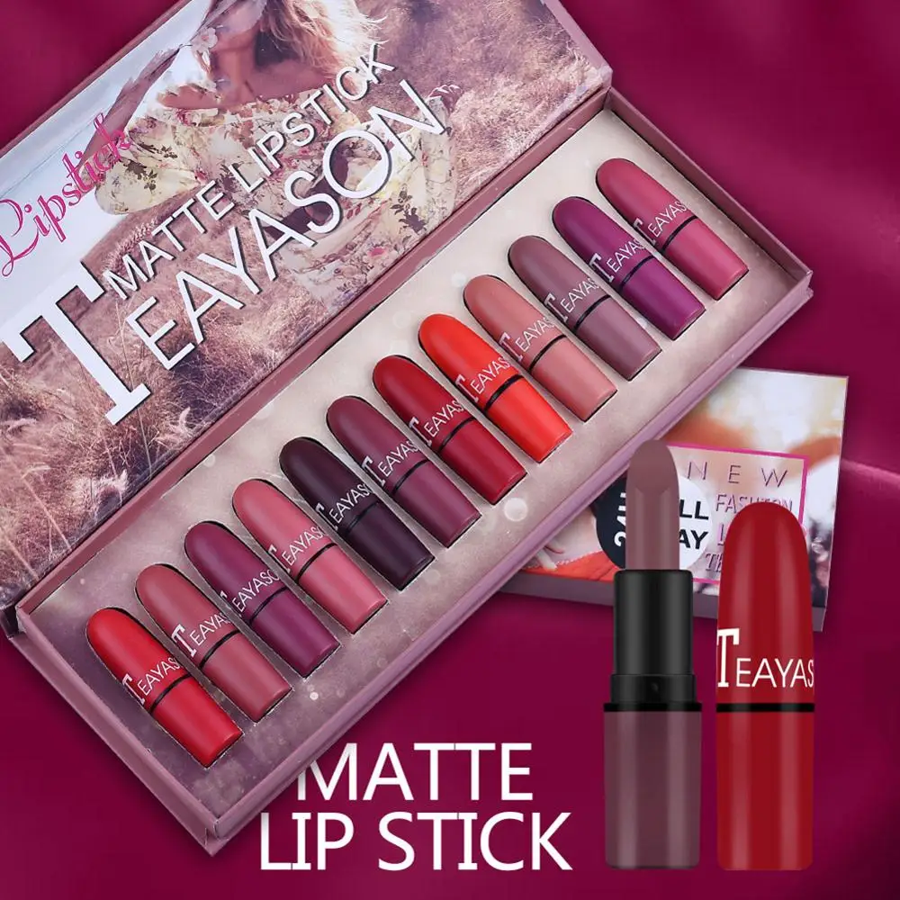 12pcs Matte Lipstick Women Sexy Lips Color Cosmetics Waterproof Lipstick Long Lasting Miss Rose Lip Stick Nude Makeup
12pcs Matte Lipstick Women Sexy Lips Color Cosmetics Waterproof Lipstick Long Lasting Miss Rose Lip Stick Nude Makeup