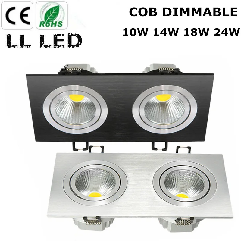 Super Bright Recessed LED Dimmable 2 head Square Downlight COB 10W 14W 18W 24w LED Spot light Ceiling Lamp AC 110V 220V
Super Bright Recessed LED Dimmable 2 head Square Downlight COB 10W 14W 18W 24w LED Spot light Ceiling Lamp AC 110V 220V
