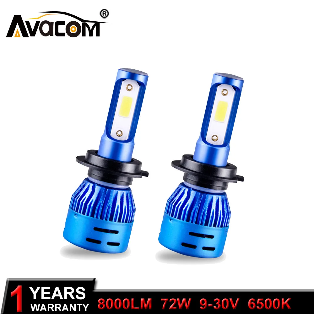 Фото Avacom H7 светодиодный фар автомобиля мини-лампа H11 9005/HB3 9006/HB4 COB Чип 8000Lm 6500 К 72 Вт