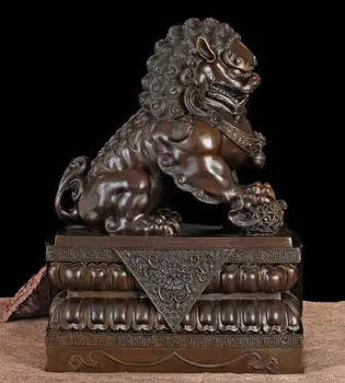 17'' bronze red copper home feng shui exorcise evil spirits fu foo dog lion Pair
17'' bronze red copper home feng shui exorcise evil spirits fu foo dog lion Pair