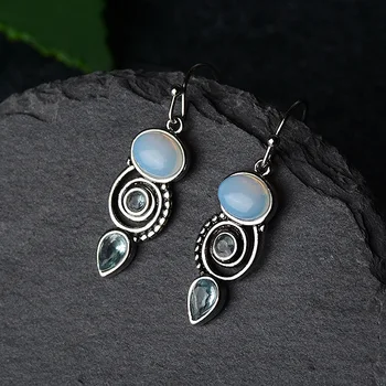 wholesale fashion jewelry Sea blue Moonstone earrings for women silver jewelry wedding party earrings gifts 
wholesale fashion jewelry Sea blue Moonstone earrings for women silver jewelry wedding party earrings gifts