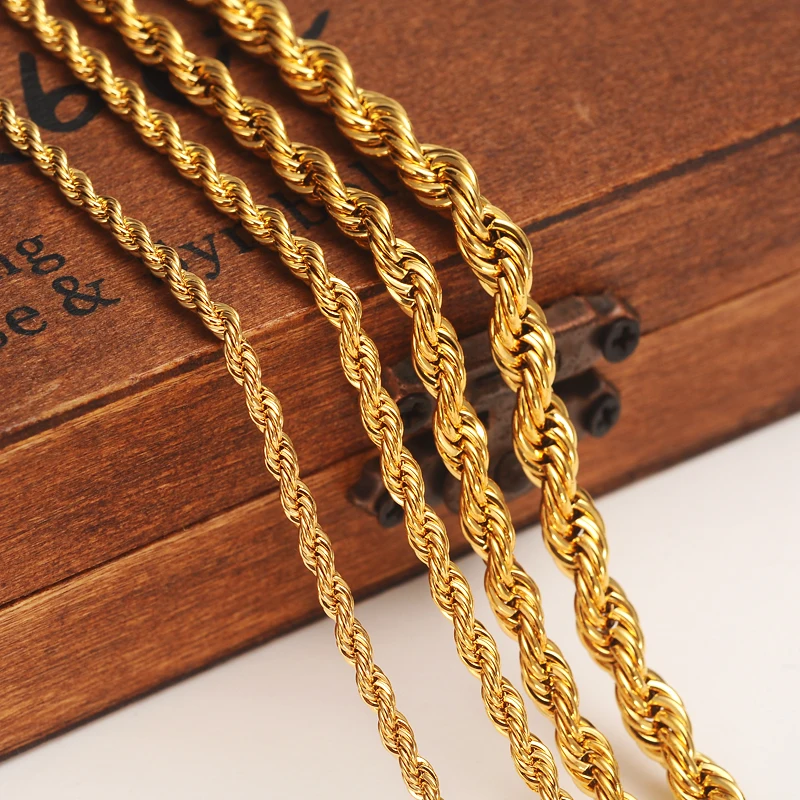 24k Gold color Filled Necklace Chain for Men and Women Necklace Bracelet Gold rope Chain Necklace High Quality
24k Gold color Filled Necklace Chain for Men and Women Necklace Bracelet Gold rope Chain Necklace High Quality