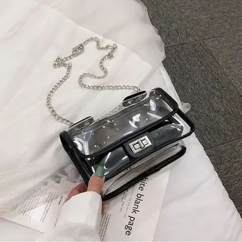 Women Transparent Bag Crossbody Over Shoulder Handbag Purse with Metal Chain New
Women Transparent Bag Crossbody Over Shoulder Handbag Purse with Metal Chain New