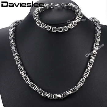 Davieslee Mens Stainless Steel Bracelet Necklace Set Silver Color Byzantine Box Chain Jewelry Set 2018 Jewelry Gift 8mm DKS172
Davieslee Mens Stainless Steel Bracelet Necklace Set Silver Color Byzantine Box Chain Jewelry Set 2018 Jewelry Gift 8mm DKS172