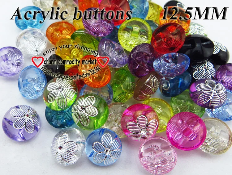 100PCS Transparent flower pattern mixed Dyed Acrylic buttons coat boots sewing clothes accessories A-017
100PCS Transparent flower pattern mixed Dyed Acrylic buttons coat boots sewing clothes accessories A-017