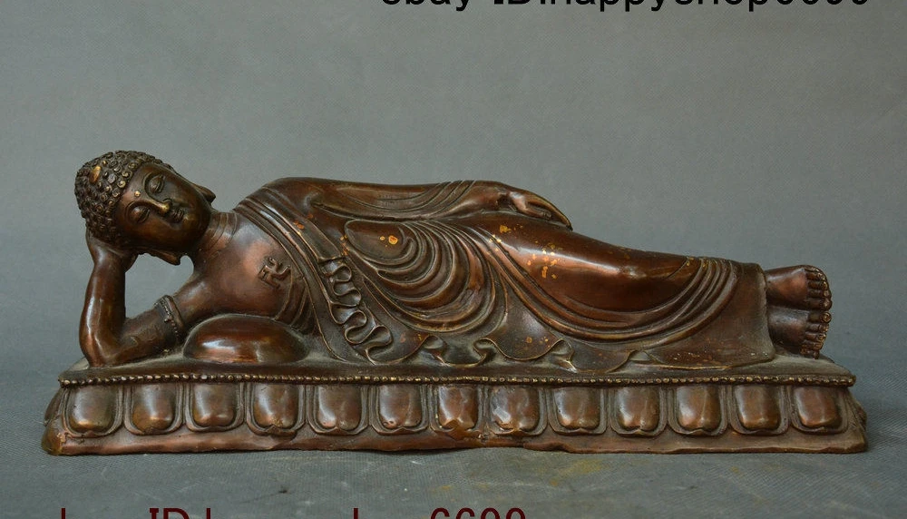 Old China Tibetan Buddhism Bronze Sleeping Shakyamuni Amitabha Buddha God Statue
Old China Tibetan Buddhism Bronze Sleeping Shakyamuni Amitabha Buddha God Statue