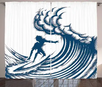 Surfing Curtains Abstract Silhouette of a Surfer Riding a Big Wave Hand Drawn Style Coastal Art Living Room Window Drapes
Surfing Curtains Abstract Silhouette of a Surfer Riding a Big Wave Hand Drawn Style Coastal Art Living Room Window Drapes