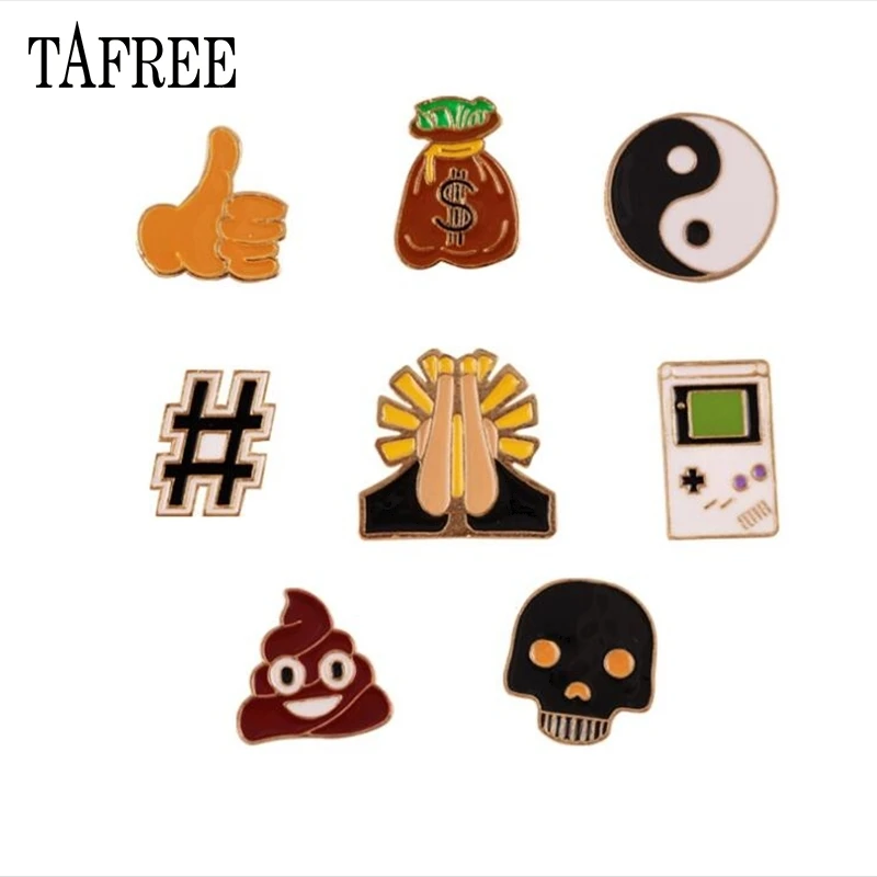 TAFREE Carton Tiny Lapel Pins Money Bag,Skull,Ying yang,Shit,# Good Symbol Brooches for Collar Badge Jewelry
TAFREE Carton Tiny Lapel Pins Money Bag,Skull,Ying yang,Shit,# Good Symbol Brooches for Collar Badge Jewelry