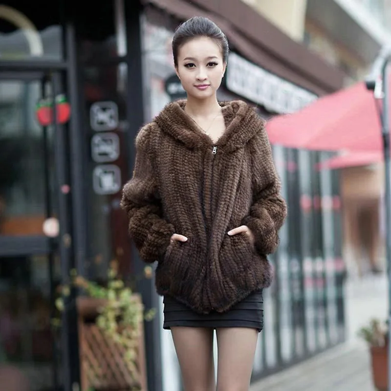 Natural Real mink fur knitted outerwear casual with a hood fur clothes cape overcoat
Natural Real mink fur knitted outerwear casual with a hood fur clothes cape overcoat