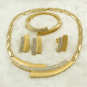 Simple Dubai Jewellery Sets for Women Royal Golden Necklace Earrings Studs Crystal Gold Bracelet Ring Engagement
Simple Dubai Jewellery Sets for Women Royal Golden Necklace Earrings Studs Crystal Gold Bracelet Ring Engagement