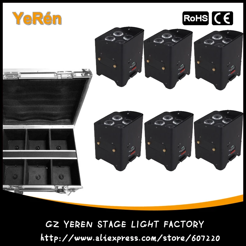 6 pack Battery Powered LED Par Light Wash Effect Uplighting DMX Wireless RGBWA 5 in 1 Color IRC Control
6 pack Battery Powered LED Par Light Wash Effect Uplighting DMX Wireless RGBWA 5 in 1 Color IRC Control
