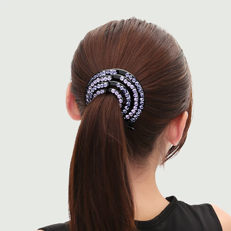 Fashion Silver Crystal Bud Hair Claw Half Ball Clip For Women Ponytail Bun Maker Clips Accessories | Украшения и аксессуары