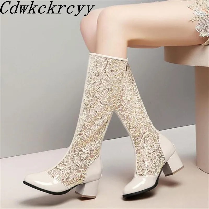 Summer New pattern fashion Round head Sequins Lace Mesh surface High-heeled High cylinder Cool boots white Lace Women sandals
Summer New pattern fashion Round head Sequins Lace Mesh surface High-heeled High cylinder Cool boots white Lace Women sandals