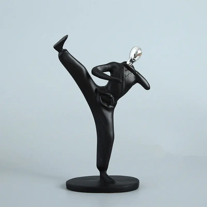 Crafts Modern Abstract Sculpture Bruce Lee Chinese kung fu kungfu figure model Statue Art Carving Resin Figurine Home Decoration | Игрушки и