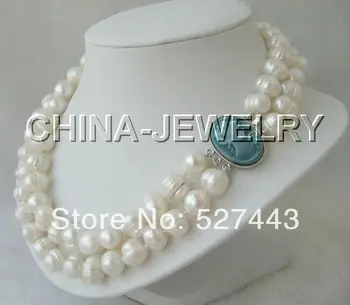 Wholesale free shipping >>Beautiful 17-18" 2row 9-10mm white flaw round FW pearl necklace-cameo clasp
Wholesale free shipping >>Beautiful 17-18" 2row 9-10mm white flaw round FW pearl necklace-cameo clasp