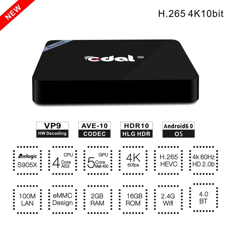 

Universal Mini M8S II Smart Android 6.0 Amlogic S905X Quad Core VP9 UHD 4K 2G / 16G TV BOX Support Bluetooth Smart Set Top Box