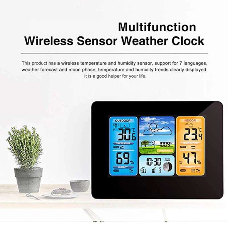 KALAIDUN Weather Station Thermometer Hygrometer Barometer LCD Digital Alarm Clock Weather Forecast Temperature Humidity Meter
KALAIDUN Weather Station Thermometer Hygrometer Barometer LCD Digital Alarm Clock Weather Forecast Temperature Humidity Meter