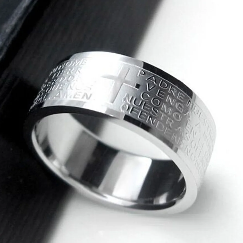 New Silver Rings For Men Women Stainless Steel Bible Lord's Prayer Cross Rings Punk Fashion Men Gift Jewelry Rings
New Silver Rings For Men Women Stainless Steel Bible Lord's Prayer Cross Rings Punk Fashion Men Gift Jewelry Rings