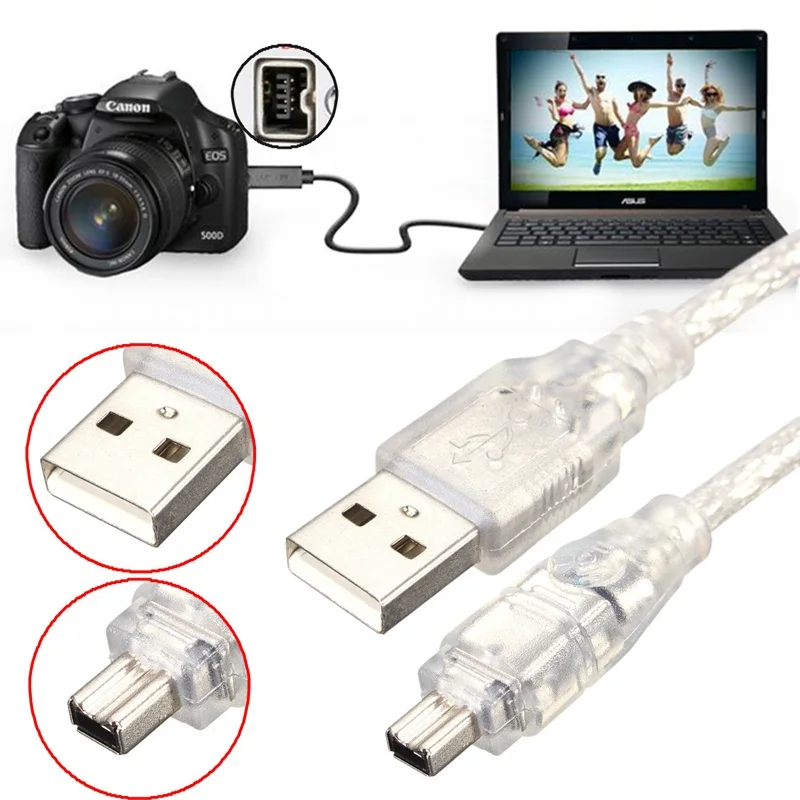 

New Arrival Best Price 1.2M/4FT Highspeed USB 2.0 Male to 4 Pin Firewire IEEE 1394 Lead Cable Adapter Super Quality