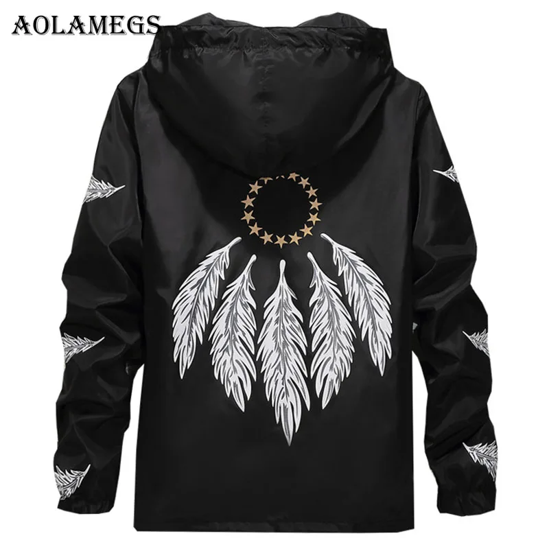 Aolamegs Jackets Men Feather Printed Hooded Thin Jacket Tracksuit Zipper Coats Hip Hop Male Windbreaker Brand Spring Streetwear
Aolamegs Jackets Men Feather Printed Hooded Thin Jacket Tracksuit Zipper Coats Hip Hop Male Windbreaker Brand Spring Streetwear