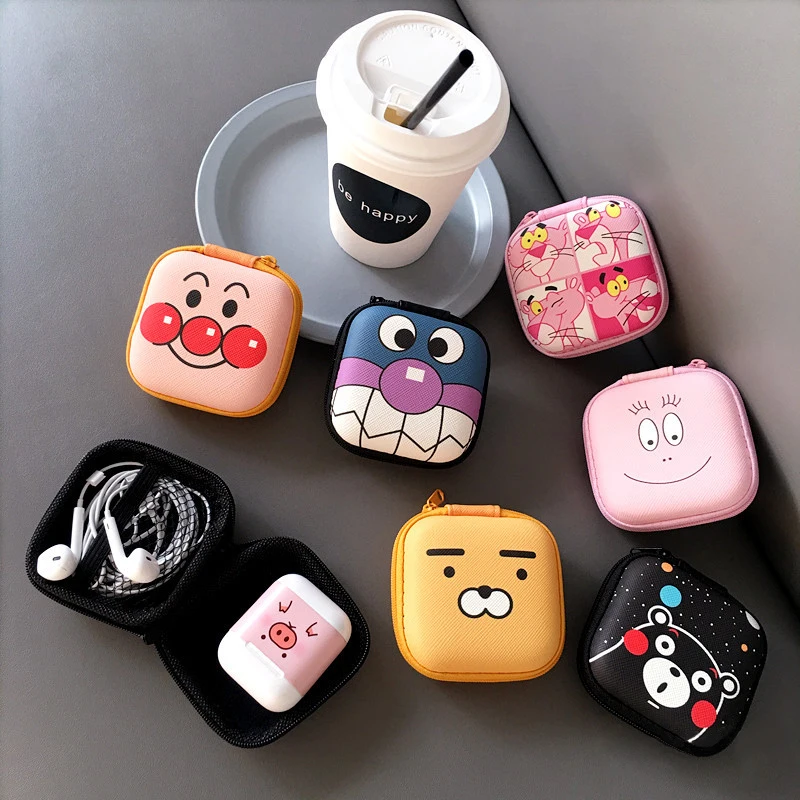 Mini Portable Earphone Bag Cartoon Figure Coin Purse Headphone Case Storage Box