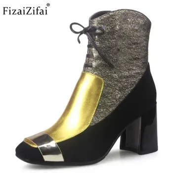 Coolcept Women Real Leather Thick High Heel Mid Calf Boots Women Cross Strap Zip Shoes Women Thick Fur Winter Botas Size 34-39
Coolcept Women Real Leather Thick High Heel Mid Calf Boots Women Cross Strap Zip Shoes Women Thick Fur Winter Botas Size 34-39