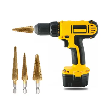 3pc Quick-change 1/4" Hex Shank larger Titanium Coated Step Drill Bit Set 3/16" to 1/2" , 1/4" to 3/4" , 1/8" to 1/2" Step Bit
3pc Quick-change 1/4" Hex Shank larger Titanium Coated Step Drill Bit Set 3/16" to 1/2" , 1/4" to 3/4" , 1/8" to 1/2" Step Bit