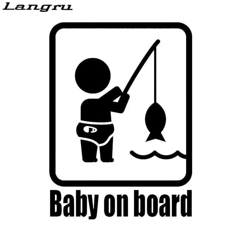 Langru Hot Sale Baby On Board Fishing Fashion Vinyl Car Sticker Funny Personality Window Decals Jdm | Автомобили и мотоциклы