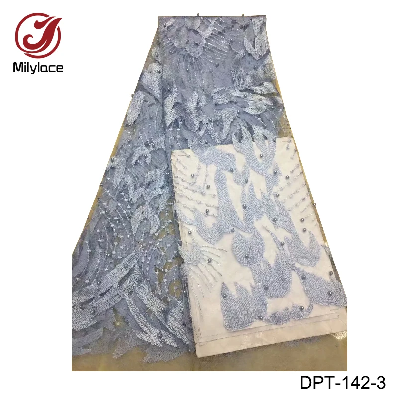 New arrival African lace fabric delicate embroidery nigerian beaded tulle for party celebration dress DPT-142 | Дом и сад