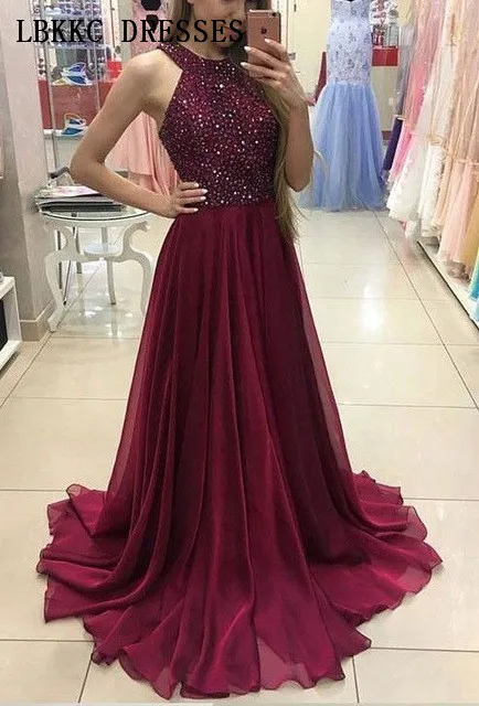 Long Chiffon Burgundy Prom Dresses 2019 Sleeveless Backless Evening Dresses Beaded Elegant Vestidos De Gala Formal Party Gowns
Long Chiffon Burgundy Prom Dresses 2019 Sleeveless Backless Evening Dresses Beaded Elegant Vestidos De Gala Formal Party Gowns