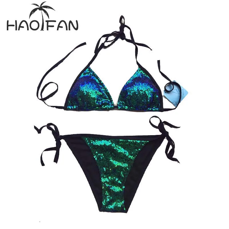 HAOFAN 2018 Sexy Halter Bling-bling Shiny Sequin Cut Out Bandage Biquini Bathing Suit Swimsuit Swimwear Women Brazilian Bikini
HAOFAN 2018 Sexy Halter Bling-bling Shiny Sequin Cut Out Bandage Biquini Bathing Suit Swimsuit Swimwear Women Brazilian Bikini