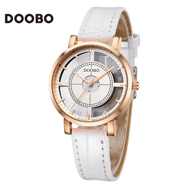 Watch Women DOOBO brand luxury Fashion Casual quartz Unique Stylish Hollow skeleton watches leather sport Lady wristwatches 2017 | Наручные