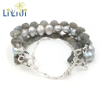 LiiJi Unique Natural Stone Labradorite,Grey Freshwater Pearl,Hematite 3 Rows 925 Sterling silver Open Bracelet can be Necklace
LiiJi Unique Natural Stone Labradorite,Grey Freshwater Pearl,Hematite 3 Rows 925 Sterling silver Open Bracelet can be Necklace
