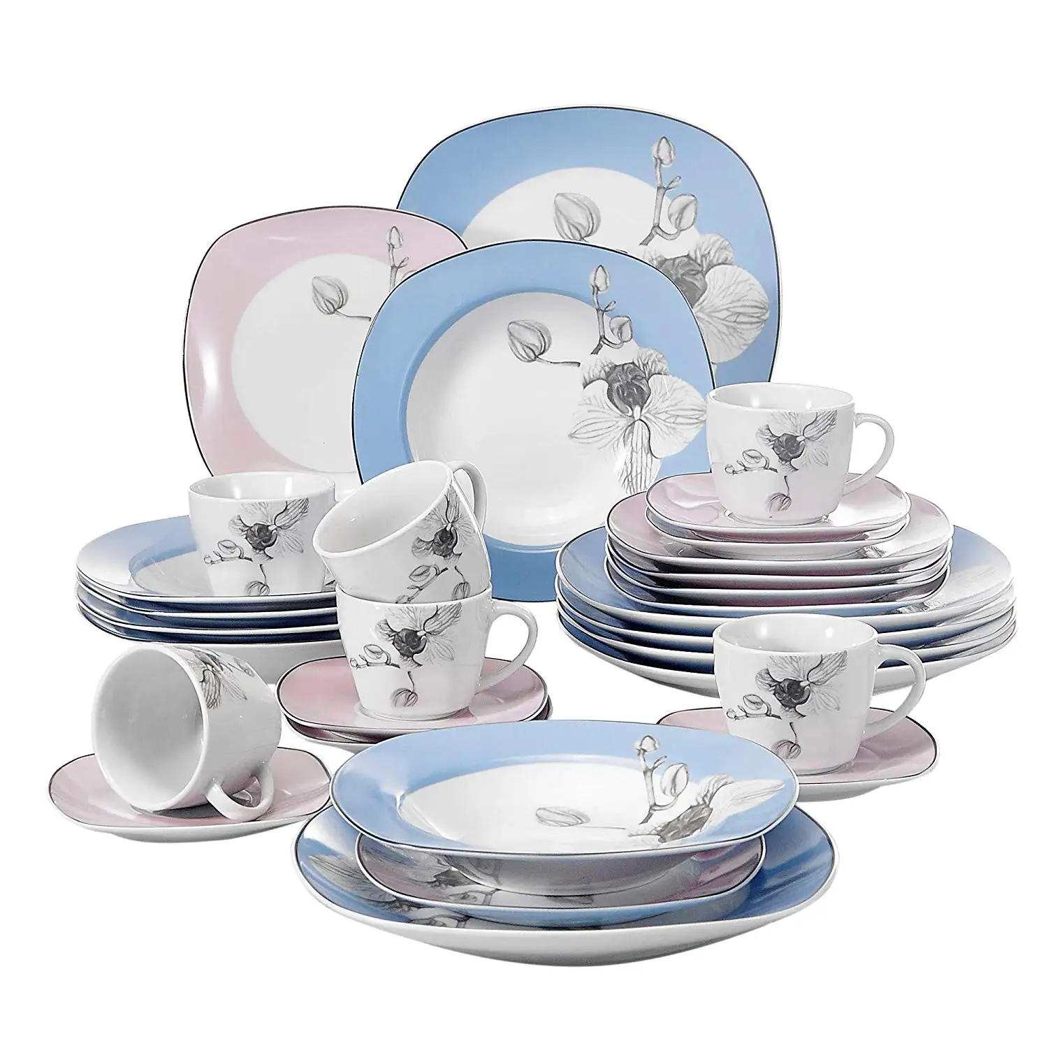 VEWEET DEBBIE 30-Piece White Porcelain Ceramic White Dinner Combi-Set with Dessert Plate Soup Plate Dinner Plate Cup Saucer
VEWEET DEBBIE 30-Piece White Porcelain Ceramic White Dinner Combi-Set with Dessert Plate Soup Plate Dinner Plate Cup Saucer