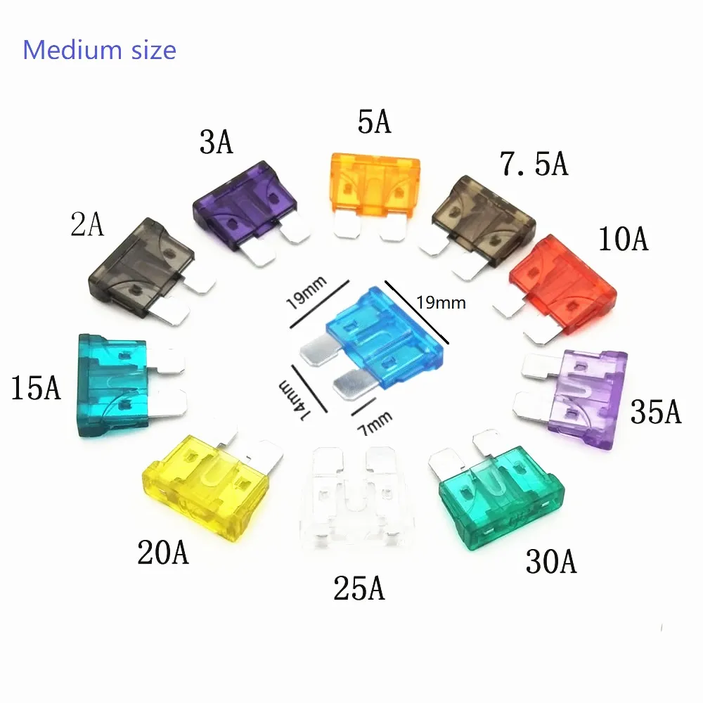 50pcs/bag Car Fuse Standard Medium Fuse Blade Fuse Auto Fuse with 2A 3A 5A 7.5A 10A 15A 20A 25A 30A 35A
50pcs/bag Car Fuse Standard Medium Fuse Blade Fuse Auto Fuse with 2A 3A 5A 7.5A 10A 15A 20A 25A 30A 35A