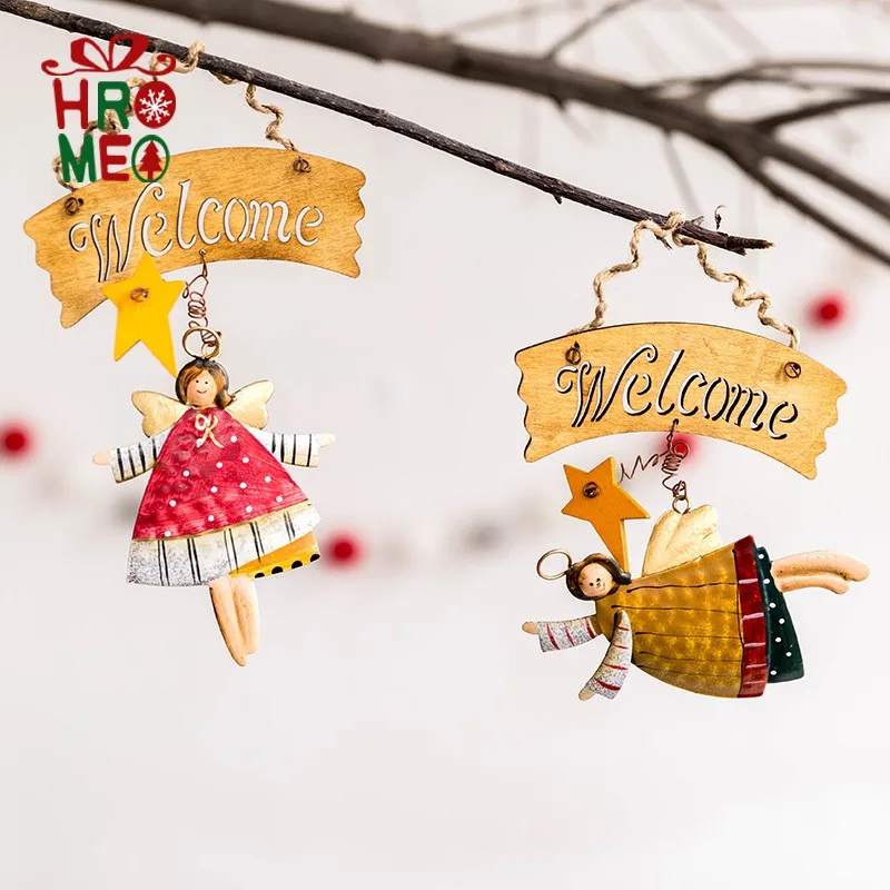 Wrought iron vintage country Christmas angel welcome door hanging Christmas tree ornament hanging pendant
Wrought iron vintage country Christmas angel welcome door hanging Christmas tree ornament hanging pendant