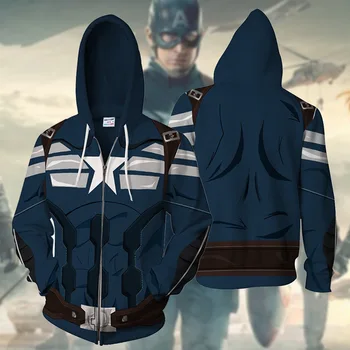 Captain America Cosplay Costume Zipper Hoodies Halloween Fashion Fit Figure Fans Collection Costume Drop Ship
Captain America Cosplay Costume Zipper Hoodies Halloween Fashion Fit Figure Fans Collection Costume Drop Ship