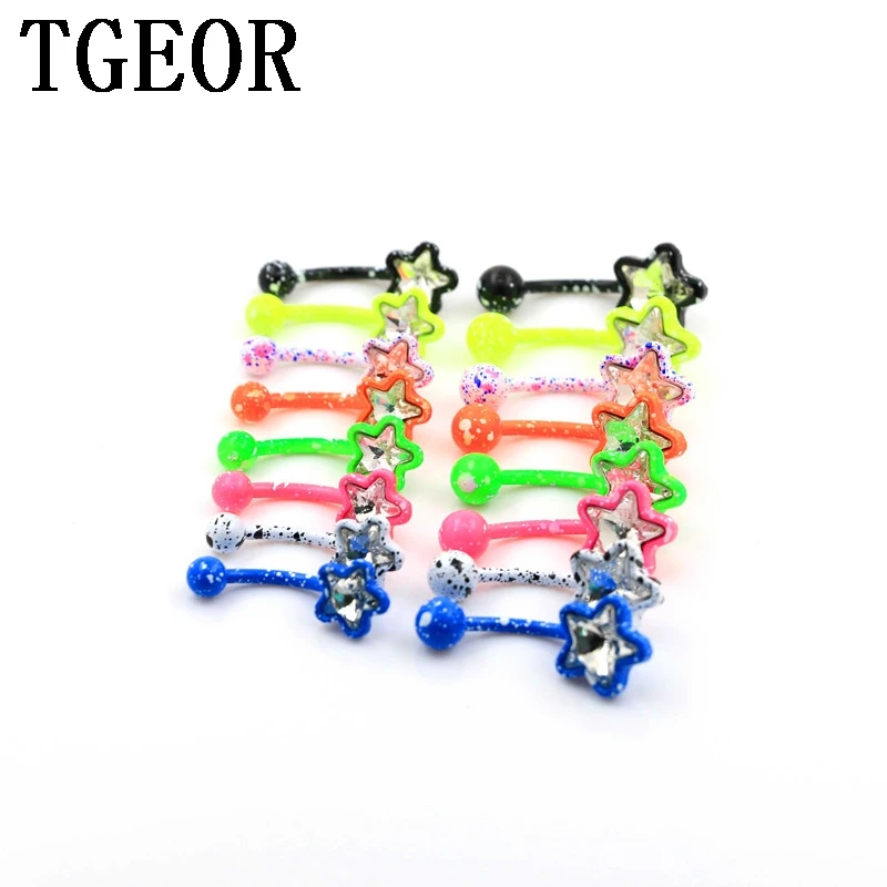 FREE SHIPPING 12pcs 14G surgical Stainless Steel multi spot neon colors star single gem crystals navel belly button ring
FREE SHIPPING 12pcs 14G surgical Stainless Steel multi spot neon colors star single gem crystals navel belly button ring