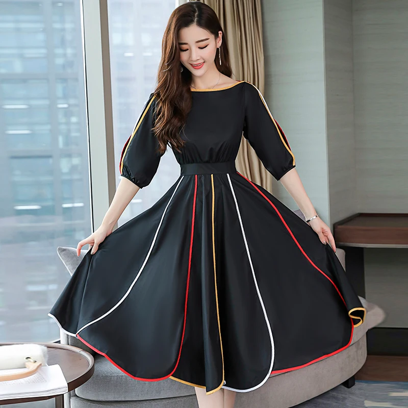 High Quality Fashion Designer Runway Dress 2019 S Women's Half Sleeve O-Neck Striped Patchwork Elegant Slim Party Dress
High Quality Fashion Designer Runway Dress 2019 S Women's Half Sleeve O-Neck Striped Patchwork Elegant Slim Party Dress