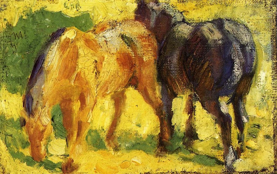 

High quality Oil painting Canvas Reproductions Small Horse Picture 1909 By Franz Marc hand painted