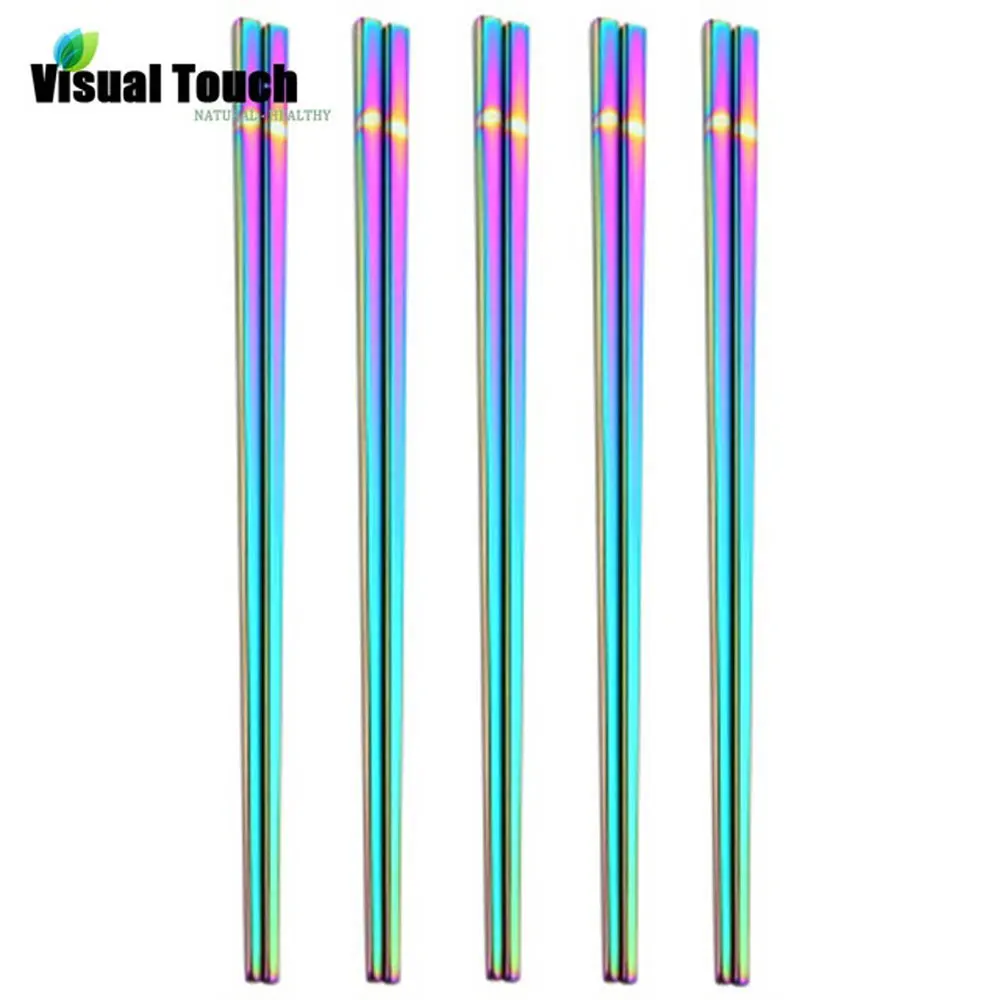 Visual Touch 1 Pair 23.5cm/9.25in Chopsticks Rainbow 304 Mirror Stainless Steel Tableware Chinese Japanese Korean Style Sticks
Visual Touch 1 Pair 23.5cm/9.25in Chopsticks Rainbow 304 Mirror Stainless Steel Tableware Chinese Japanese Korean Style Sticks