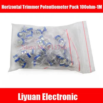 65Pcs Horizontal Trimmer Potentiometer Pack 100ohm-1M Trimmer Resistors Package Variable Adjustable Resistance Blue/White
65Pcs Horizontal Trimmer Potentiometer Pack 100ohm-1M Trimmer Resistors Package Variable Adjustable Resistance Blue/White