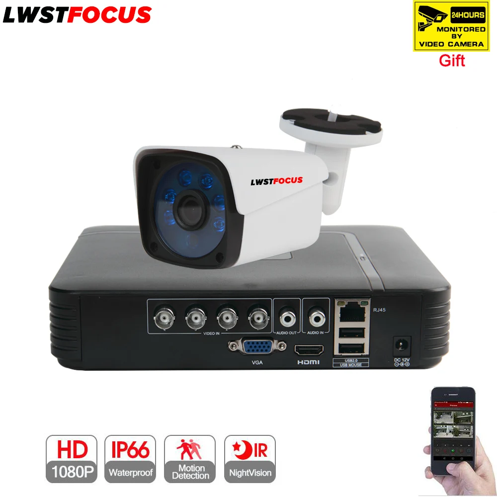 LWSTFOCUS 4CH CCTV система Full HD 1080P HDMI AHD DVR 1 шт. 2 0 МП уличная инфракрасная камера